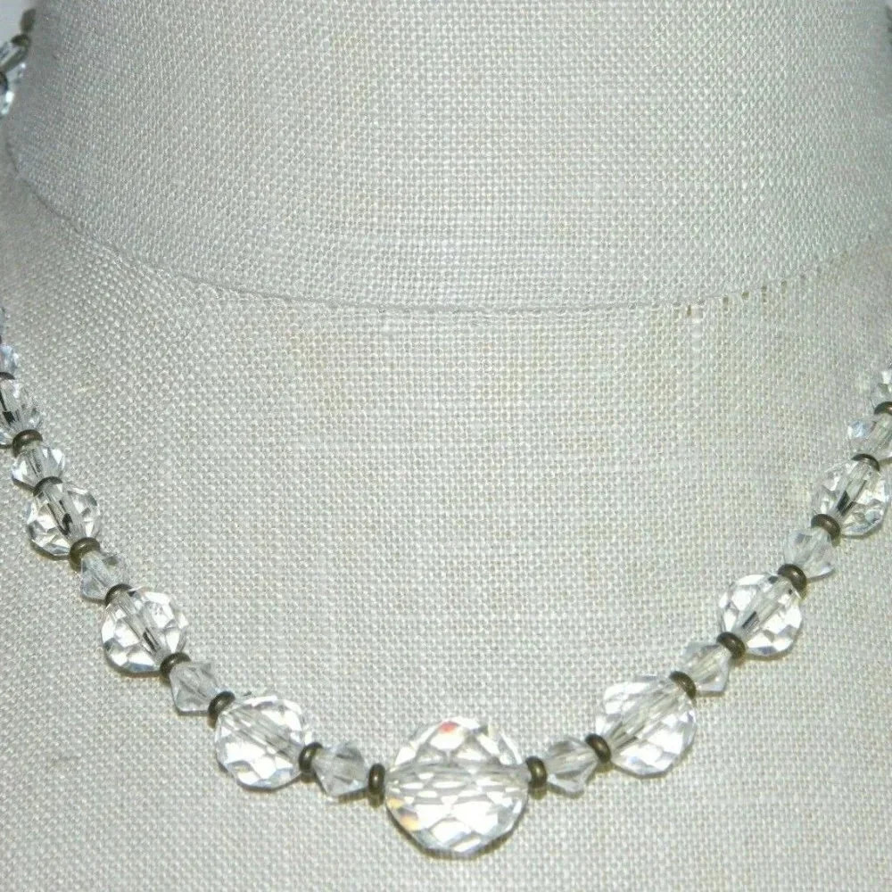 Clear Cut Crystal Beaded Choker Necklace - Picture 1 of 3